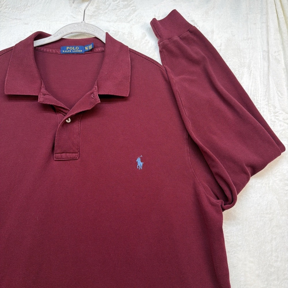 Polo Ralph Lauren Long Sleeve Polo Shirt Burgundy Pony XLT Mens